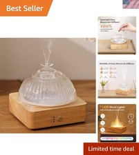 Glass Essential Oil Diffuser with Glass Reservoir & WoodBase, 200ml Ultrasoni...