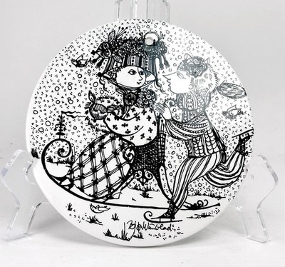Bjorn Wiinblad Wall Plaque January Month of Love 6'' Kontakt 3013-1 Denmark C651