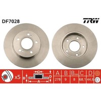 2X Trw DF7028 Bremsscheibe