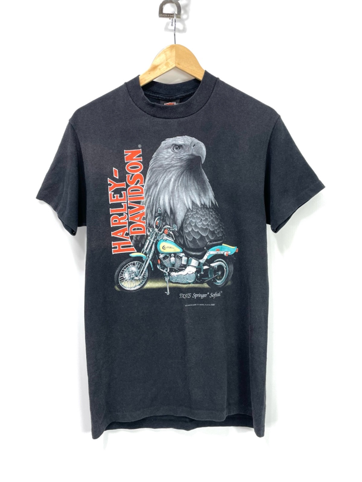 Harley Davidson Vintage 3D Emblem T-Shirt Eagle Springer Softail USA, Size M