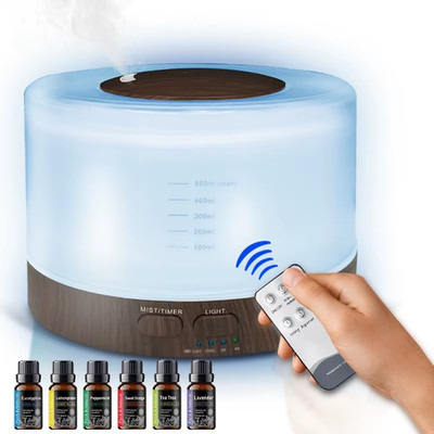 500ml Wood Grain Essential Oil Diffuser Ultrasonic Humidifier For Home Office