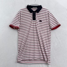 G/FORE Polo Shirt Mens M Red Stripe Golf Performance Stretch Athletic