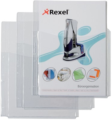 5 REXEL Prospekthülle mit Faltentasche, A4, PVC, 0,18 mm