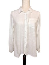 Hippie Rose White Gauze Button Down Shirt Coa...