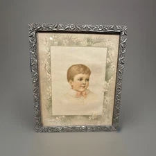 1888 Sunshine Publishing Co Chromolithograph Child Portrait, Framed Victorian