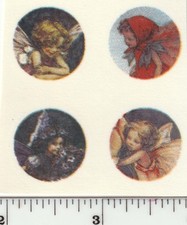 Mini Vintage Fairy Ceramic Waterside Decals -12- 3/4" 4 poses arts, crafts