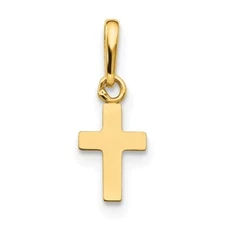 14k Yellow Gold Madi K Children's Tiny Cross Pendant approx 1/2" tall