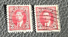 (2) Canada 3 Cent Postage Stamps Of King George VI