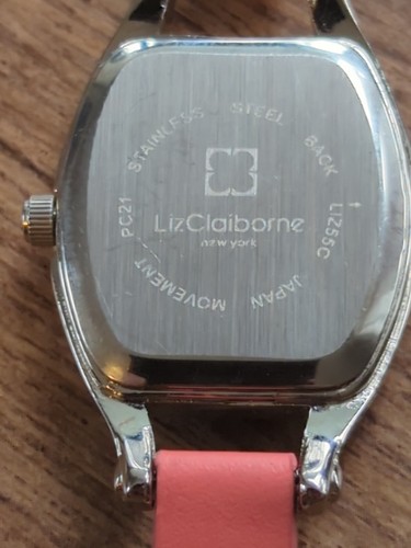 Liz Claiborne Pink thin Leather Strap Silvertone Watch New Unworn EUC - Picture 9 of 10