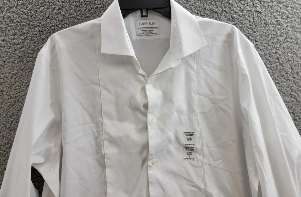 Camisa de vestir Calvin Klein color infinito calce regular para hombre L 16-16,5 36-37 blanca Foto 3 de 4