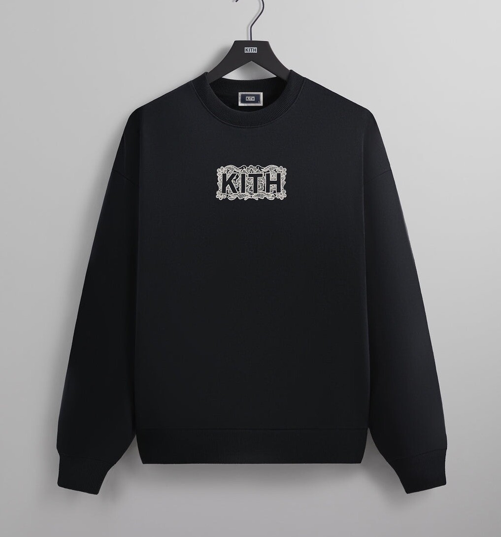Kith Floral Lace Nelson Crewneck Sweatshirt Black Men 
