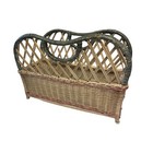 Vintage Pastel Wicker Bamboo Magazine Rack Carrying Basket Rattan Caddy