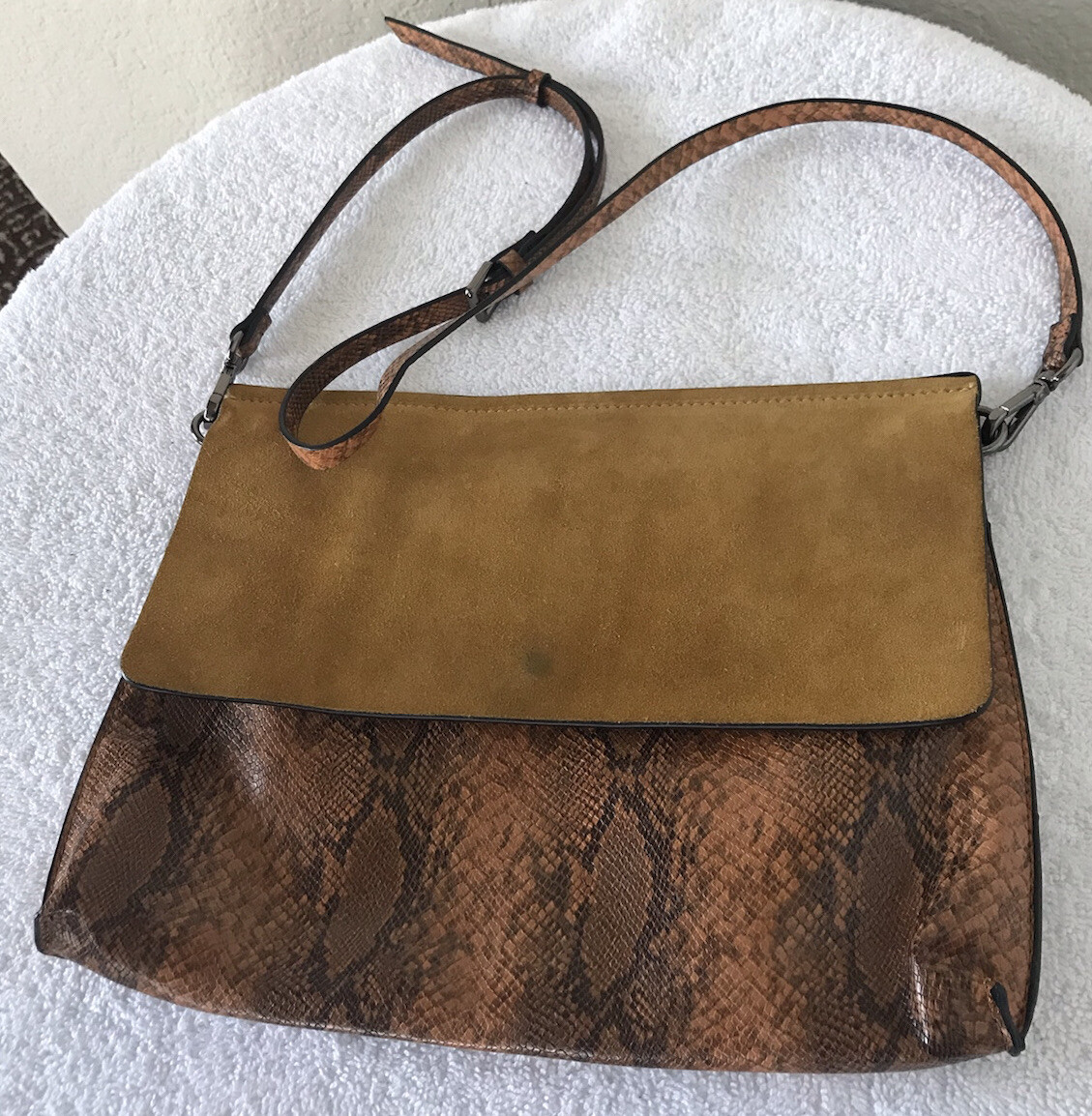 Zara Basic Snakeskin Print Leather Crossbody Oran… - image 6