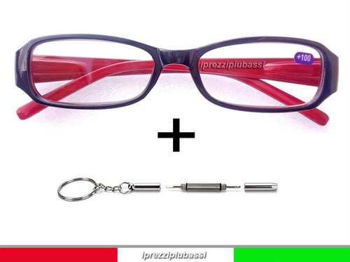Occhiali da Lettura 1.0 Diottrie Vicino Ipermetropia Presbiopia Unisex +  Bonus | eBay