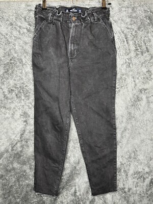 Hollister Jeans Womens W 24 L 27 Black Ultra High Rise Mom Cropped Stretch 