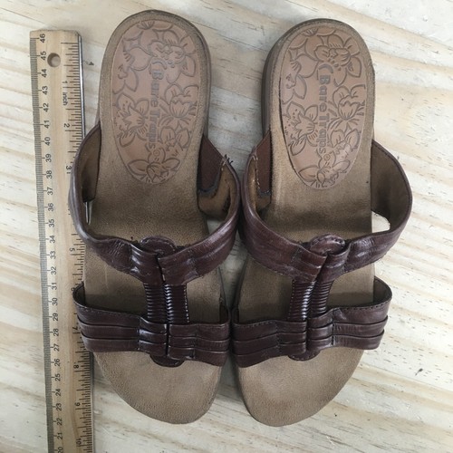 Sandalias Bare Traps para mujer 7 M Justee Slide cuero marrón punta abierta informales cómodas - Imagen 8 de 16
