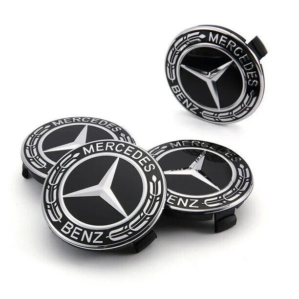 4PCS Mercede s AMG Wheel Rim Cover HubCaps 75mm Black Badge Emblem