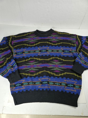 Vtg Alps Fine Apparel For Men Sweater Colorful Knit Sz XL Outdoor Western Aztec