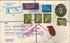 Ireland 1d and 7d (4) Ancient Dog on 37d Harp Registration Envelope Baile Atha C