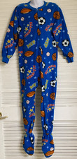 Boy's 1-Piece Fleece Footed Pajama, Size: XS 4/5 , Blanket Sleeper Sports Theme