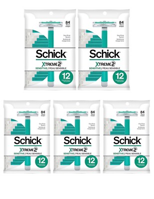 60 Schick Xtreme2 Sensitive Men's Disposable Razors 2 Blade - 5 Pack (12ct-each)