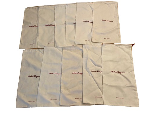 (11) Salvatore Ferragamo Kordelzug Staub Baumwolle Schuhe Tasche 16 Zoll x 8,5 Zoll NEU Italien