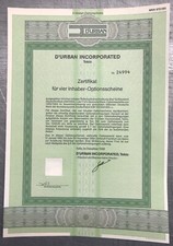 D'Urban Incorporated * 10 Zertifikate : 4er Optionsschein WKN 878285