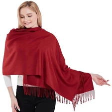 CJ Apparel Maroon Thick Solid Color Design Cotton Blend Shawl Scarf Pashmina NEW