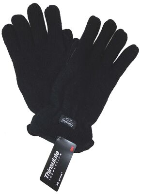Black Structure Wool Driving Gloves 3M Thinsulate Lined Mens M L XL Winter Snow