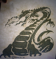 DRAGON GLITTER ROACH 1974 VINTAGE AMERICANA IRON ON TRANSFER B-6