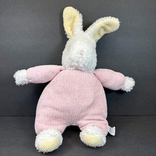 Carter's Classics Pink White Bunny Rabbit Plush Animal Rattle 14