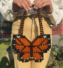 Handmade Beaded Butterfly Bag, Bead Clutch Bag, Crystal Butterfly Bead Handbag,