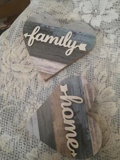 Pair Jetec? Rustic Wood Heart Signs Home Decor Farmhouse