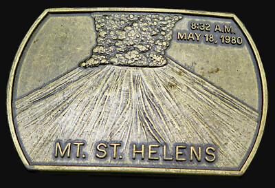 Vintage 1980 Mt St Helens Volcano Eruption Belt Buckle