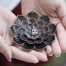 Home Decoration Lotus plate Base Line Incense Stick Holder Alloy Incense Burner