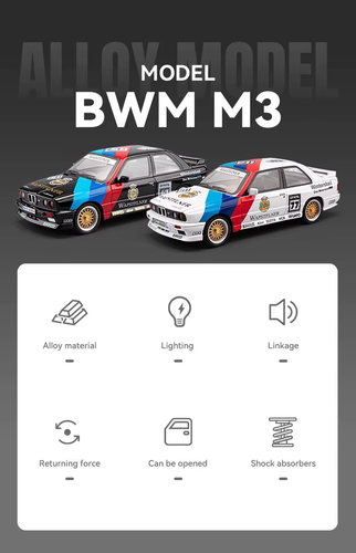 1:24 BMW M3 Racing Supercar Alloy Diecast Model Simulation Sound And Light Toy - Picture 6 of 10
