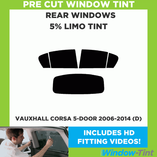 For Vauxhall Corsa 5-Door 2006+ (D) 5% Limo Rear Pre Cut Window Tint Opel - Picture 2 of 10