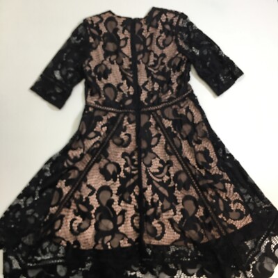 Taylor Lace Cocktail Maternity Dress Womens 10 Black Floral Nylon Stretch  V-Neck | eBay