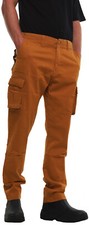 Mens MIG Stretch Cotton Slim Fit Cargo Work Trousers Size 30 to 42