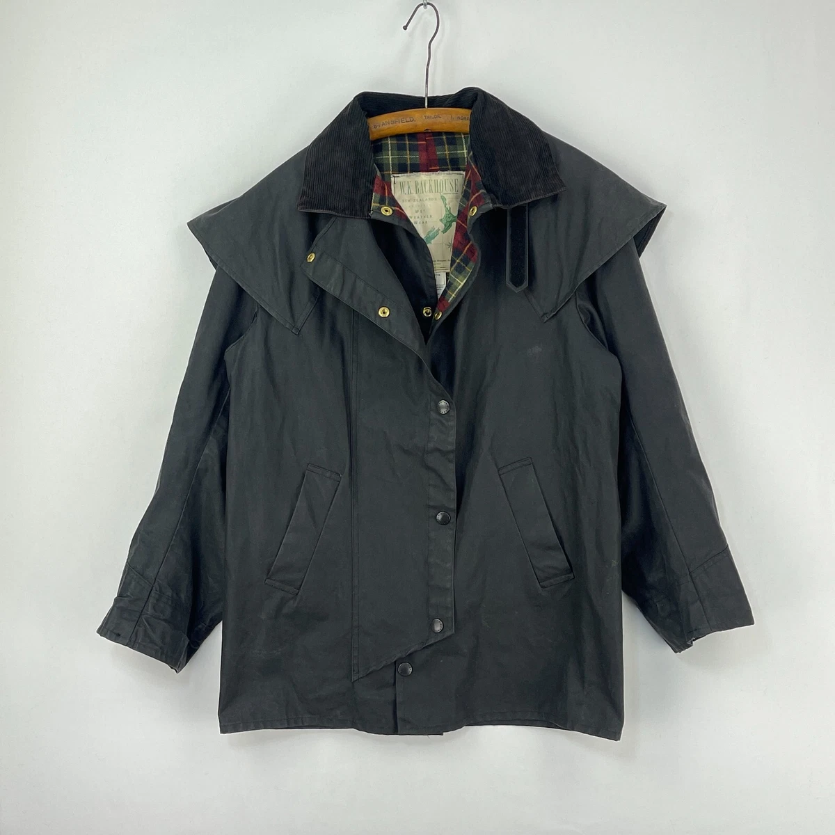 Backhouse Barbour Stockman Wax Coat Mens C36 XS Black Trench Riding Overcoat