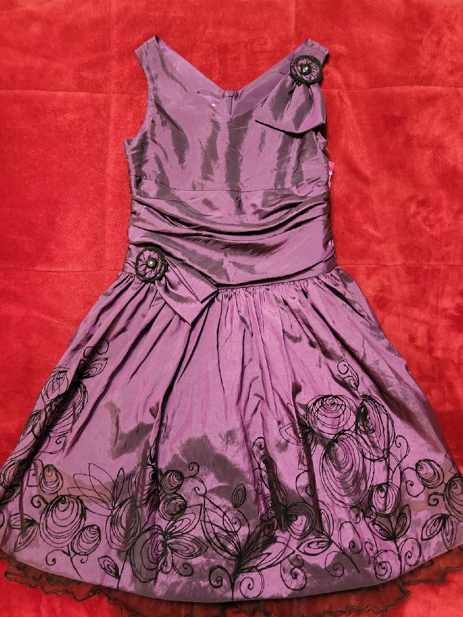 Bonnie Jean Dress 10 Purple Velvet Fancy Modest Sleeveless C19