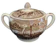 Johnson Bros. England The Clermont on the Hudson River Covered Sugar Bowl