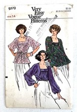 Vintage Vogue 9370 70's Peasant Blouse Dolman Sleeve FF Unused Sz 14 Bust 36