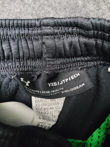 Under Armour Pants Youth XS Black Green Loose Coldgear Track Running Gym - Picture 7 of 9