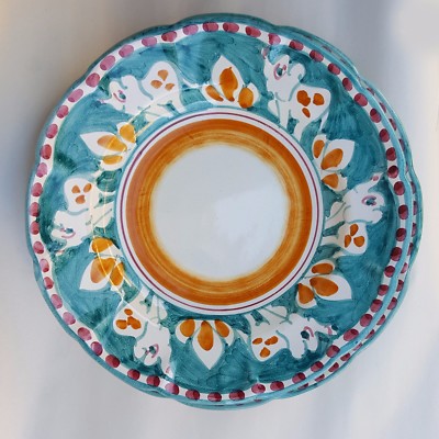 Service à Plat Vietri 2 Pièces - Céramique Décorée à La Main En Italie, Bleu, Neuf