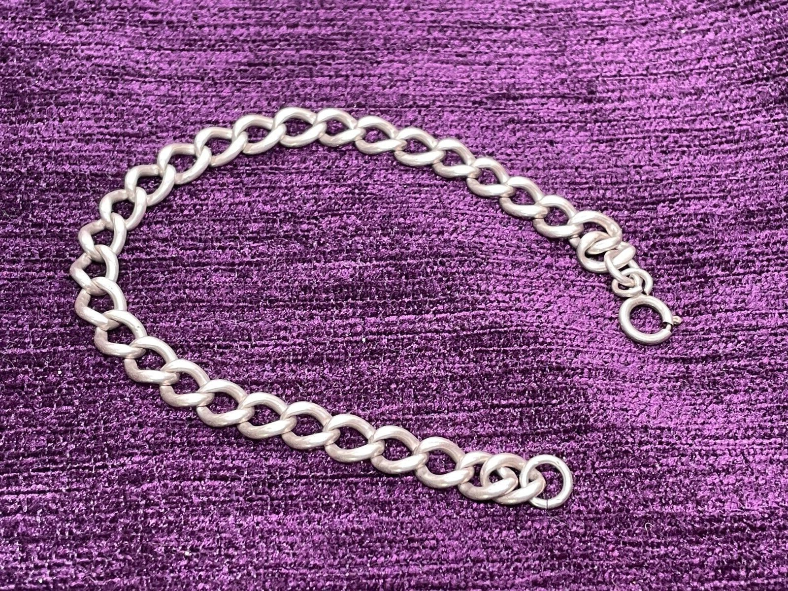 SOLID STERLING SILVER CURB LINK BRACELET 17.7G GR… - image 1