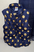 Healthtex Zip Puffer Vest Child's 4T. Navy Blue With Metallic Gold Circles.