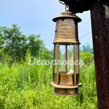 Lanterna da minatore antica in ottone da 7" - Lampada a carbone Ferndale vint...