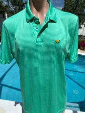 Jack Nicklaus Golden Bear Logo Green Striped Golf Polo Shirt Mens L Large Poly