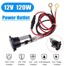 12V Universal Car Boat Tractor Cigarette Lighter Power Socket Outlet Plug 120W